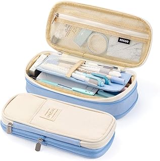 EASTHILL Big Capacity Pencil Pen Case Office College School Large Storage High Capacity Bag Pouch Holder Box Organizer Light Blue