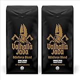 Death Wish Coffee, Valhalla Java Odinforce Blend - Whole Bean Dark Roast - Extra Kick of Caffeine - Arabica & Robusta Beans - 12 Ounce (Pack of 2)