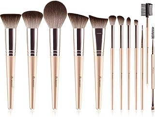 BEAKEY Makeup Brush Set Professional: Makeup Brushes for Eye and Face, Blending Brush for Foundation, Eyeshadow, Make up Brushes Pack with Case, Eye Shadow Brush for Concealer, Gold Travel Beauty Tool