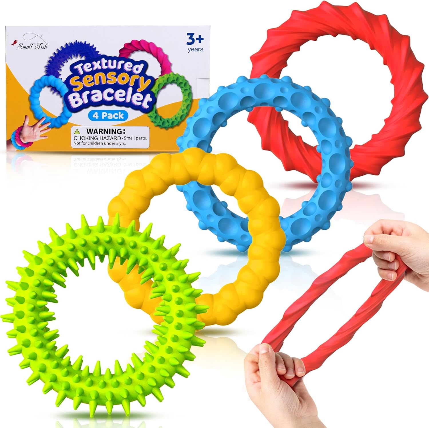Sensory Fidget Toys for Kids Adults - 4 Pack Stretchy Fidget Bracelet | Texture & Calming Autism Sensory Toys for Special Needs Autistic Children | Calm Down Toy for Toddler Girls Boys