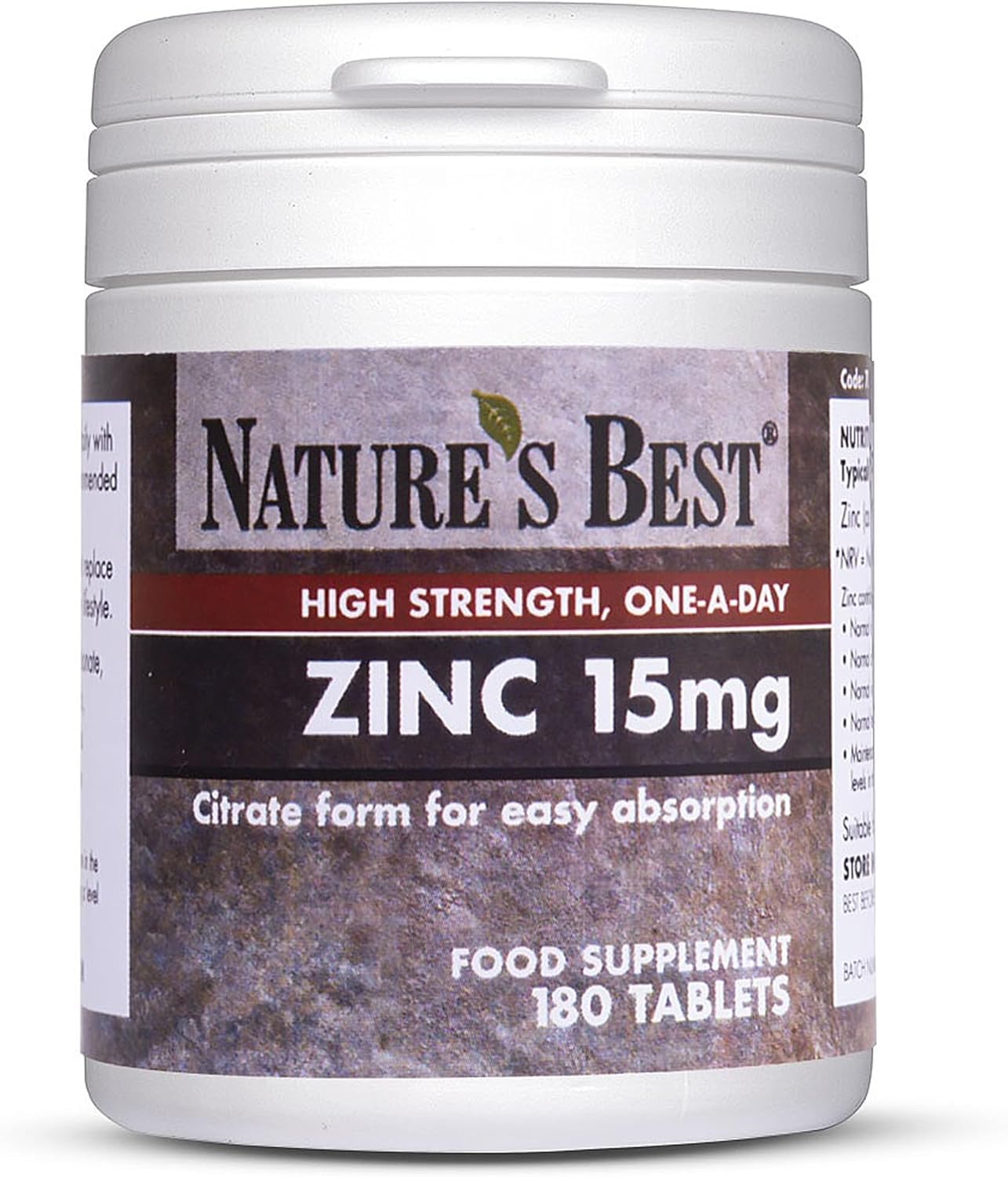 Supercharge Your Immunity: High-Strength Zinc 15mg, 180 Tablets, 6-Month Supply | Nutritionist-Recommended, Highly Absorbable Citrate Form | Small, Easy-to-Swallow, Vegan Tablets for Optimal Wellness!