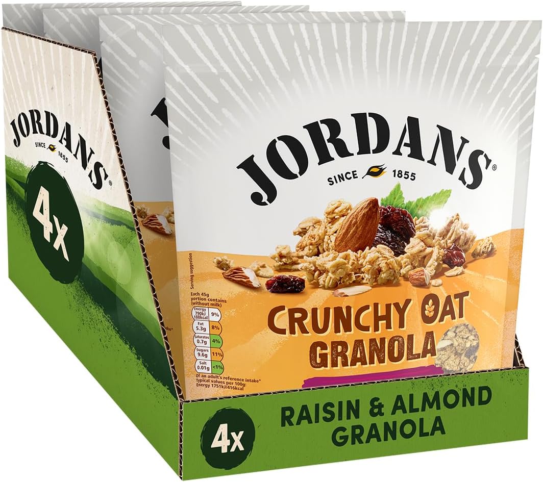 Jordans Granola Raisin and Almond | Breakfast Cereal | High Fibre | 4 PACKS of 750 g