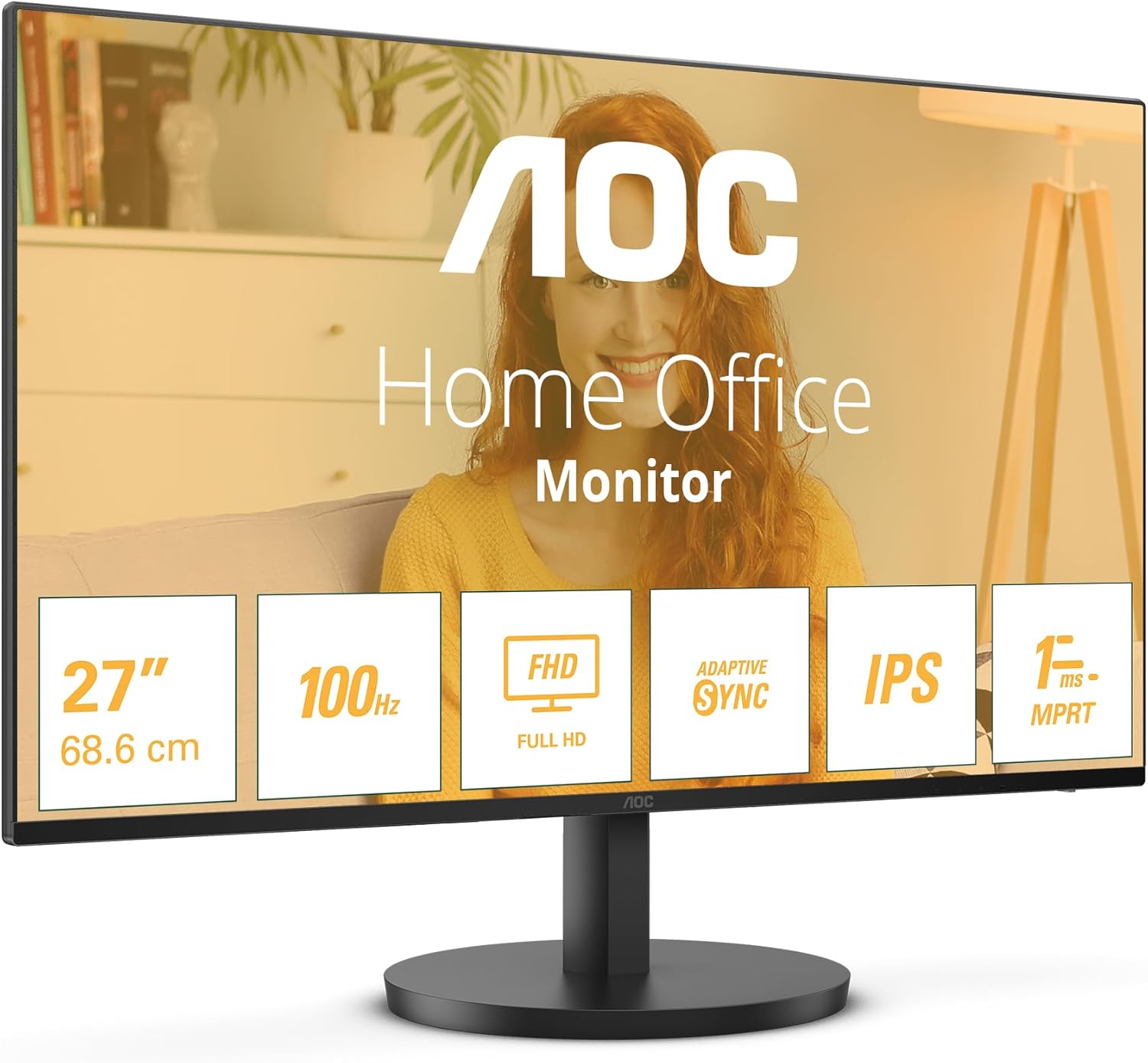 AOC 27B3HA2 - 27 Inch FHD Monitor, 100Hz, IPS, 1ms, FlickerFree, Speakers, 3 sided Frameless, LowBlue Light (1920 x 1080, 250 cd/m2, HDMI 2.0 / DP 1.4)
