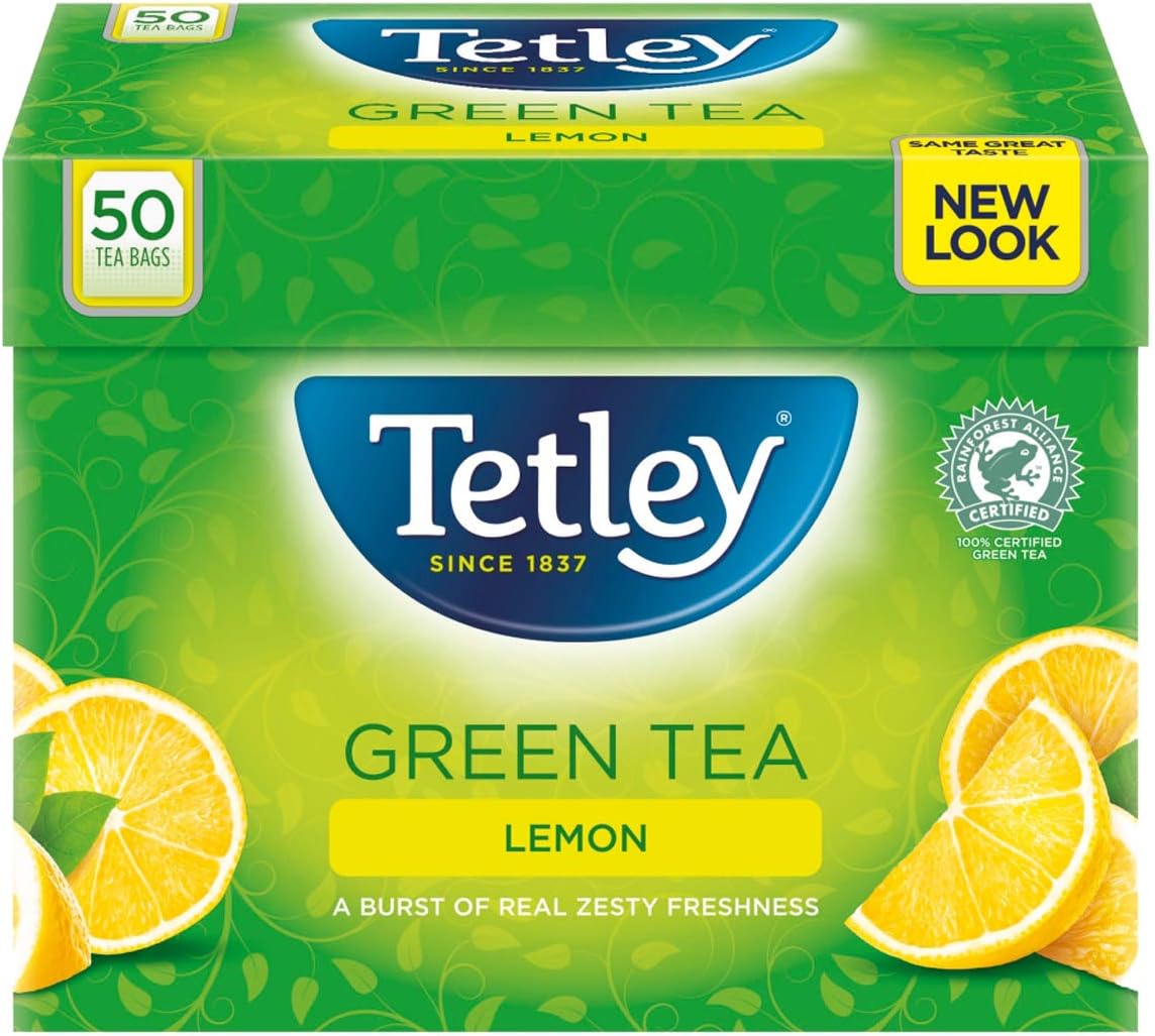 Tetley Green Tea Lemon 50 Tea Bags, 100g
