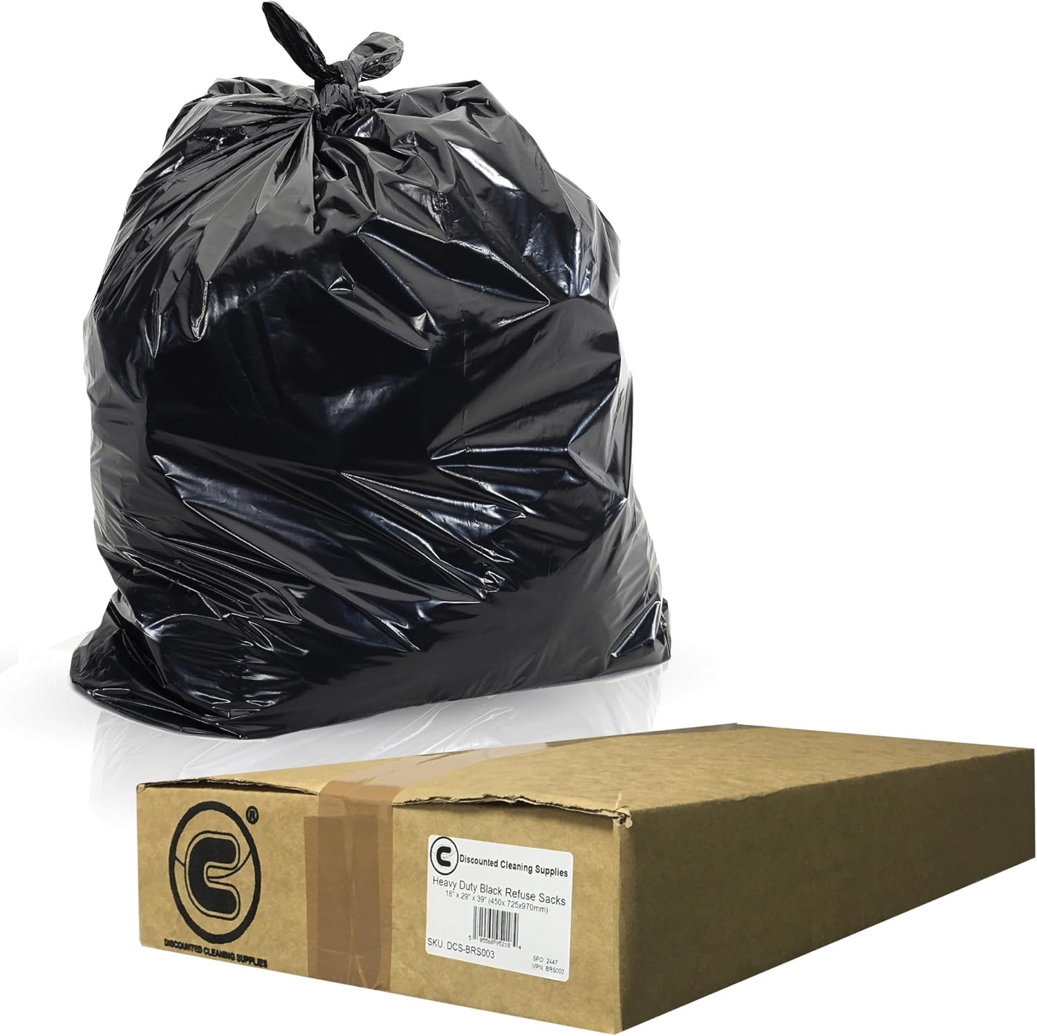 DCS 200 Large Black Bin Bags Heavy Duty for Household Garbage Capacity 80L–Strong Black Refuse Sacks–Bin Liners for Everyday use, Office, Kitchen, Restaurant–Rubbish Garbage Bags 45x72x97cm