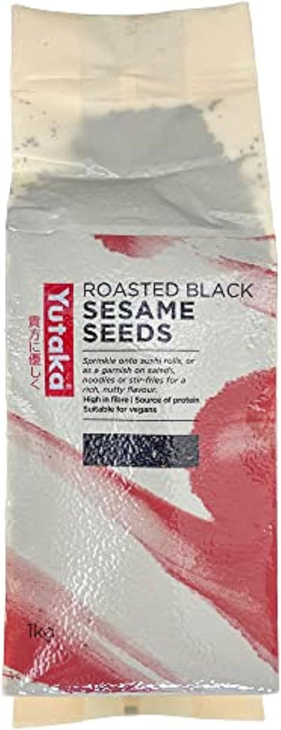 Yutaka Roasted Black Sesame Seeds 1kg | Ready-to-Eat | Nutty Flavour | Vegan-Friendly | Protein-Rich | Perfect for Sushi, Salads, Stir-Fries & Baking