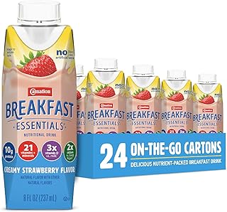 Carnation Breakfast Essentials Ready-to-Drink,Strawberry, 8 FL OZ Carton (Pack of 24)