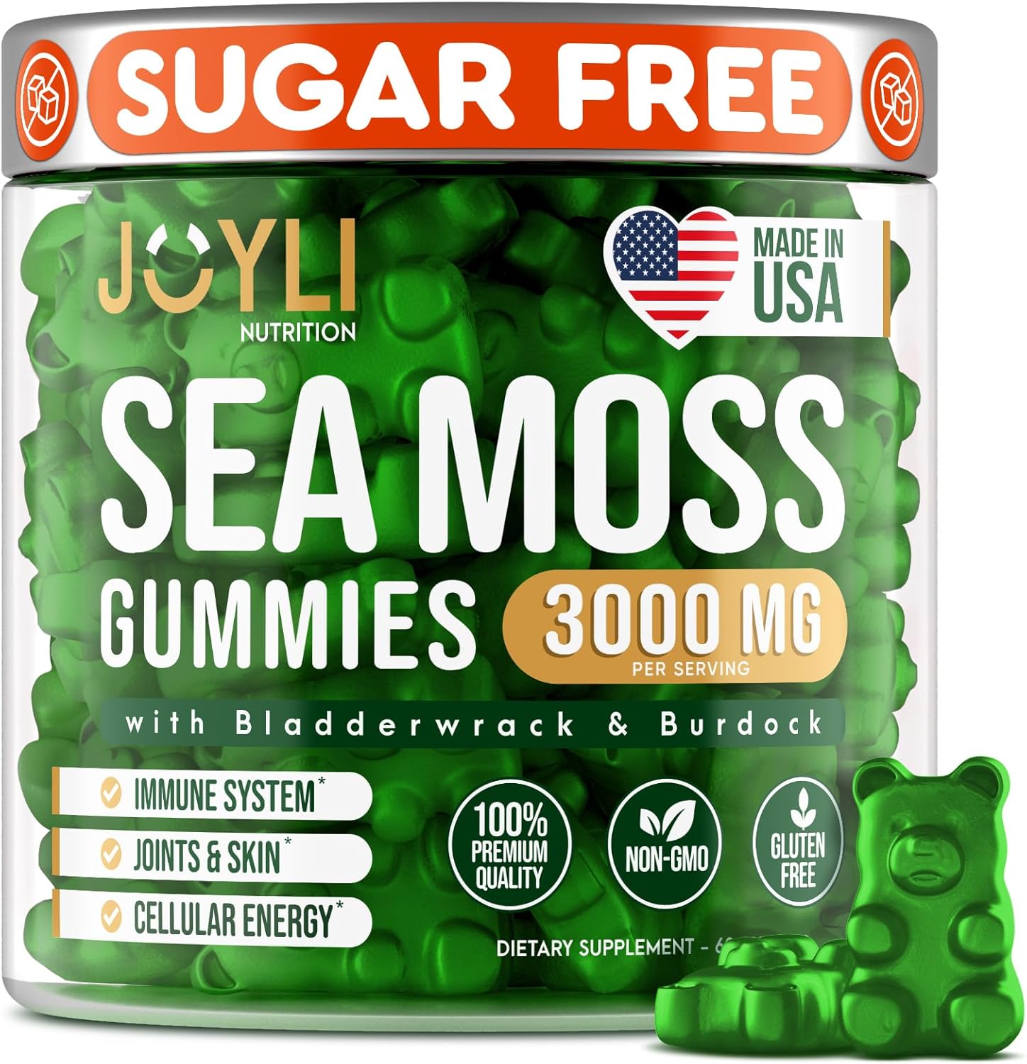 Sea Moss Gummies - Irish Seamoss Gummies for Adults & Kids - Advanced Superfood Supplement with Natural Sea Moss Gel, Bladderwrack & Burdock Root Extract - 60 Vegan Irish Moss Gummy Bears