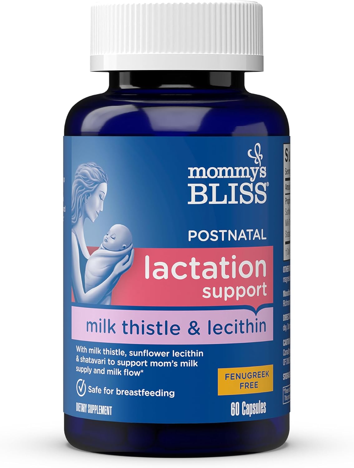 Mommy's Bliss Postnatal Lactation Support, Contains Milk Thistle, Shatavari, and Lecithin, 1 Bottle (60 Capsules)