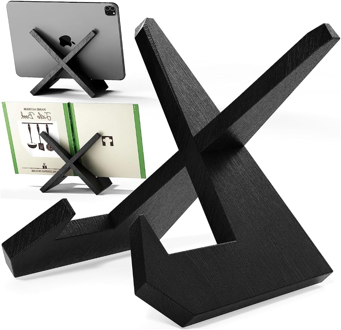 Recipe Book Stand for Cookbook, Wooden Kitchen iPad and Book Holder for Display Stand, Cook Book Stand for Reading Hands Free