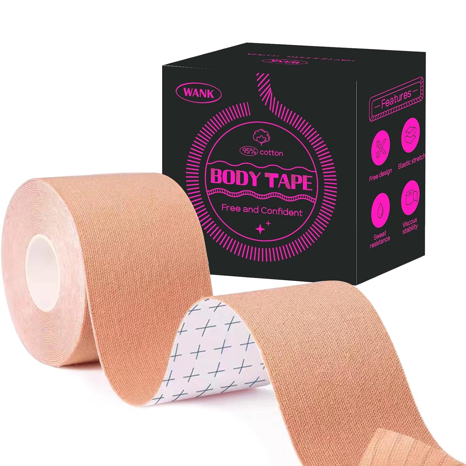 Body Tape, Boob Tape for Women, Breast Lift Tape, Athletic Tape Sweat Resistance Tape Elastic Stretch Viscous Stability Tape for Multiple Usage