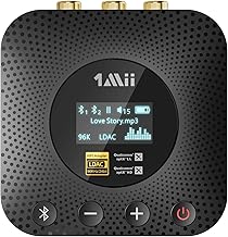 1Mii B06HD+ Hi-Res Bluetooth 5.1 Music Receiver for Home Stereo w/LDAC, Hi-Fi Bluetooth Adapter w/Audiophile DAC aptX HD Volume Control OLED Display, Wireless Audio Adapter for AV Receiver/Amplifier