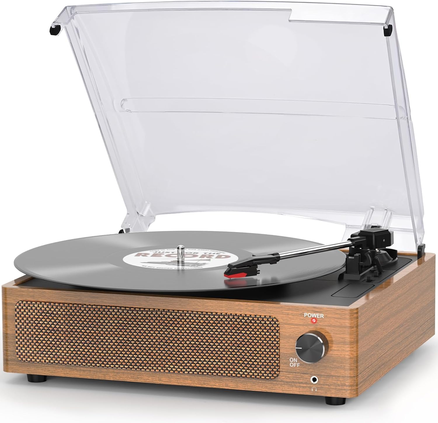 Seasonlife® Retro Vinyl Record Players with Speakers,Wood Grain Turntables