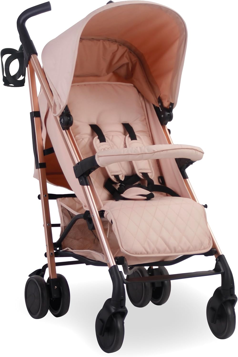 My Babiie MB51 Stroller – from Birth to 4 Years (22kg), Lightweight, Umbrella Fold, Travel Buggy for Toddlers, Pushchair Includes Footmuff, Cup Holder, Rain Cover - Rose Gold Blush