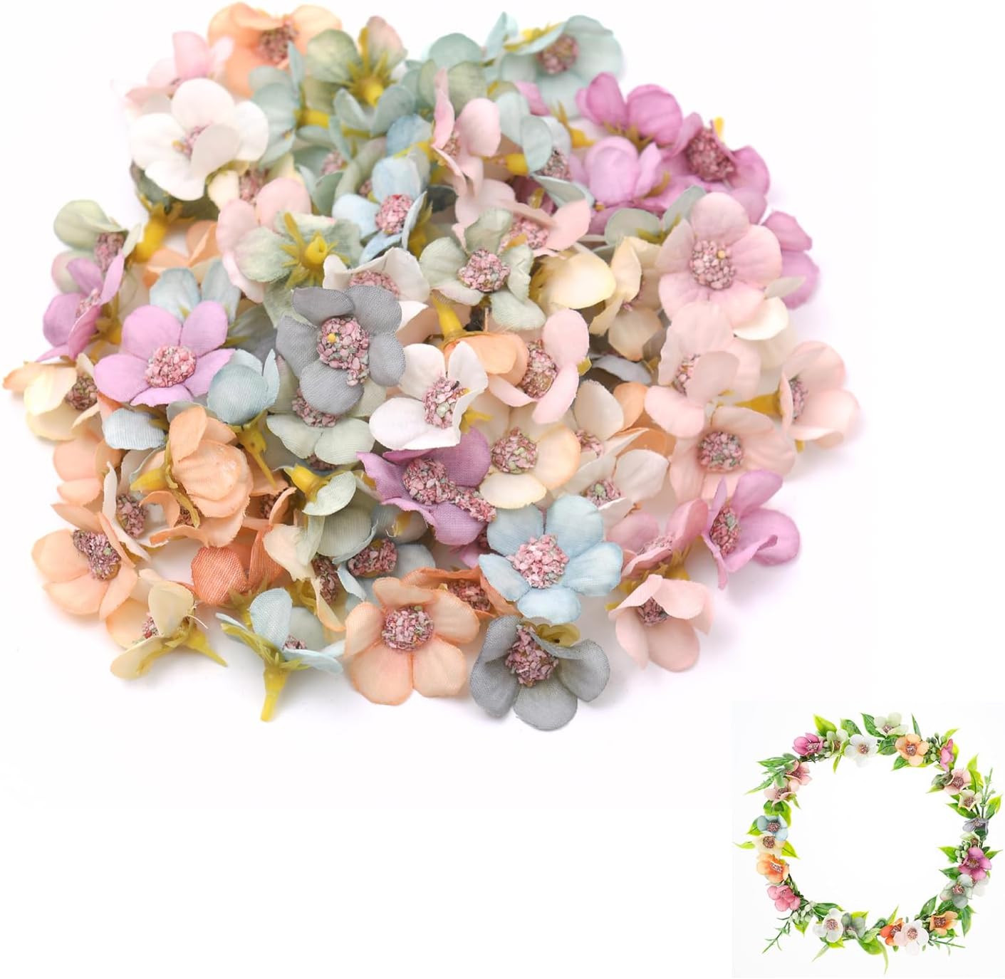 jeufun 50pcs Artificial Flower Heads,Multi-color Small Silk Artificial Daisy Flower Mini Fake FlowersHeads,for Craft DIY Wreath Gift,Wedding Art Party Home Garden Decoration