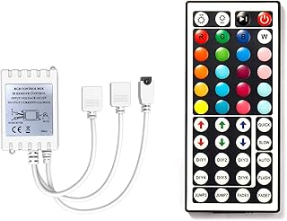 DAYBETTER Led Lights 2 Ports 44 Key Remote Control, Dimmer for Led Strip Lights, 4 Pin Output Remote Controller for Led Strips 12 24V DC Led Tape Light
