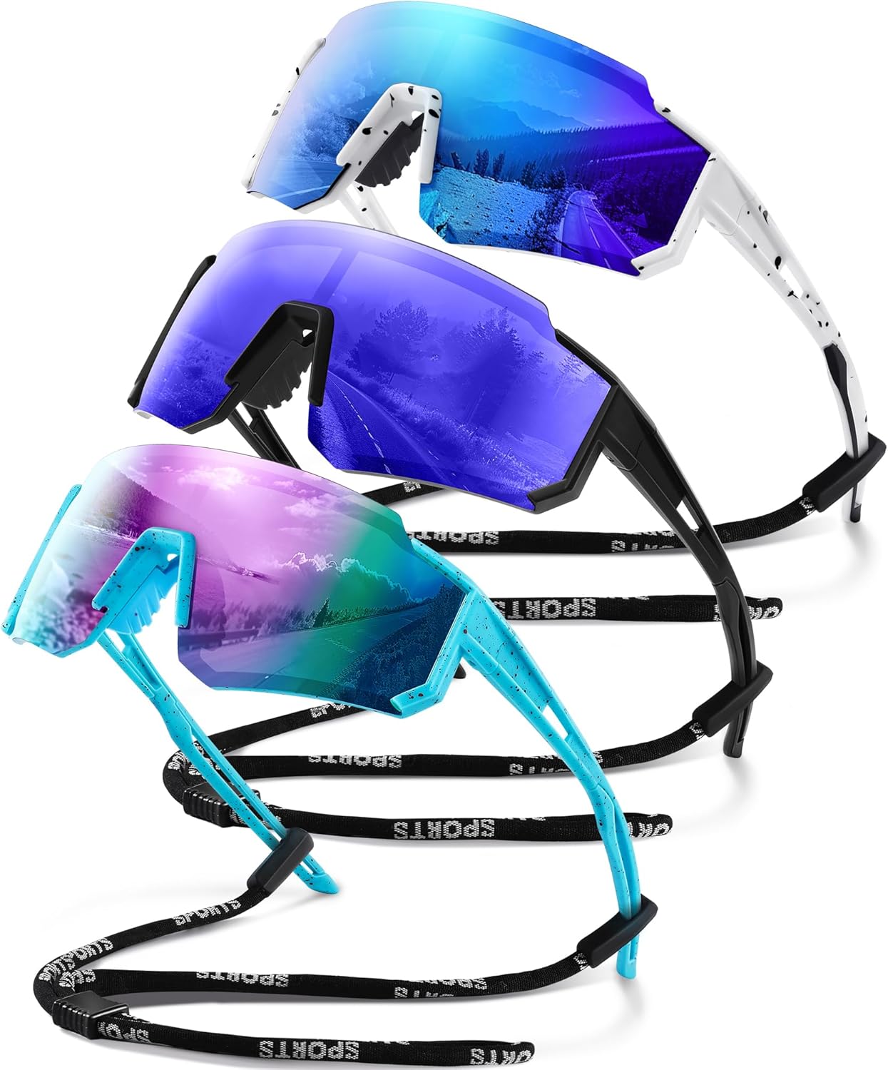 Polarized Sport Sunglasses for Men and Women, Lightweight Sun Glasses with UV Protection for Cycling Running Fishing