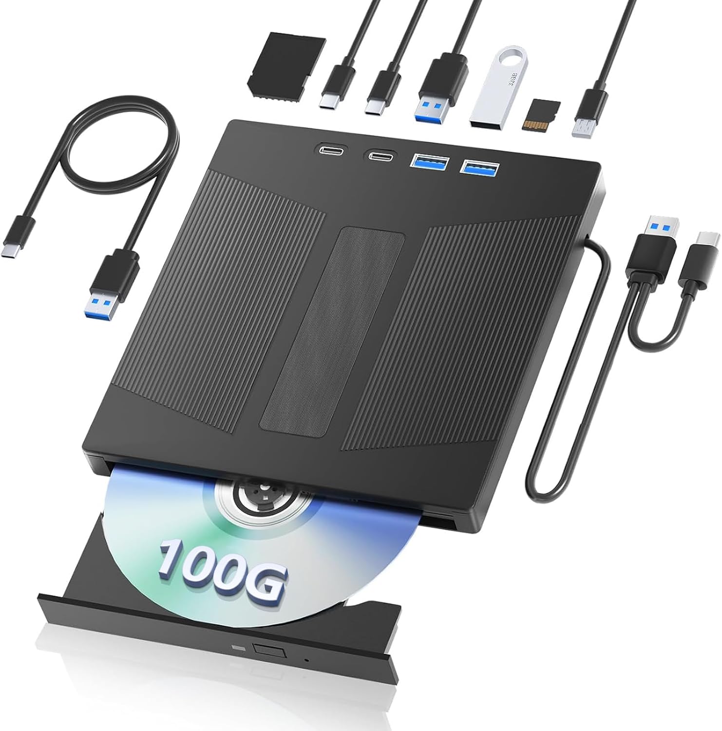 7-in-1 External Blu Ray Drive Support 100G and 3D Disc R/W for PC