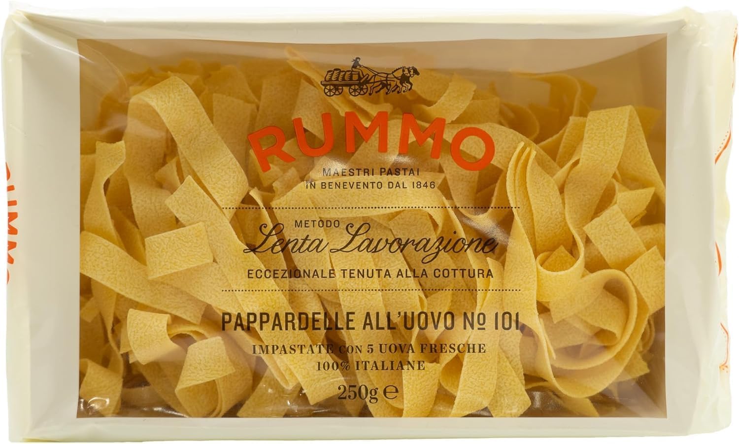 Rummo Pappardelle All'Uovo Nest No. 101 – Luxurious Italian Egg Pasta, Slow-Dried & Ribbon-Cut for Perfect Texture, 250 g (Pack of 1)