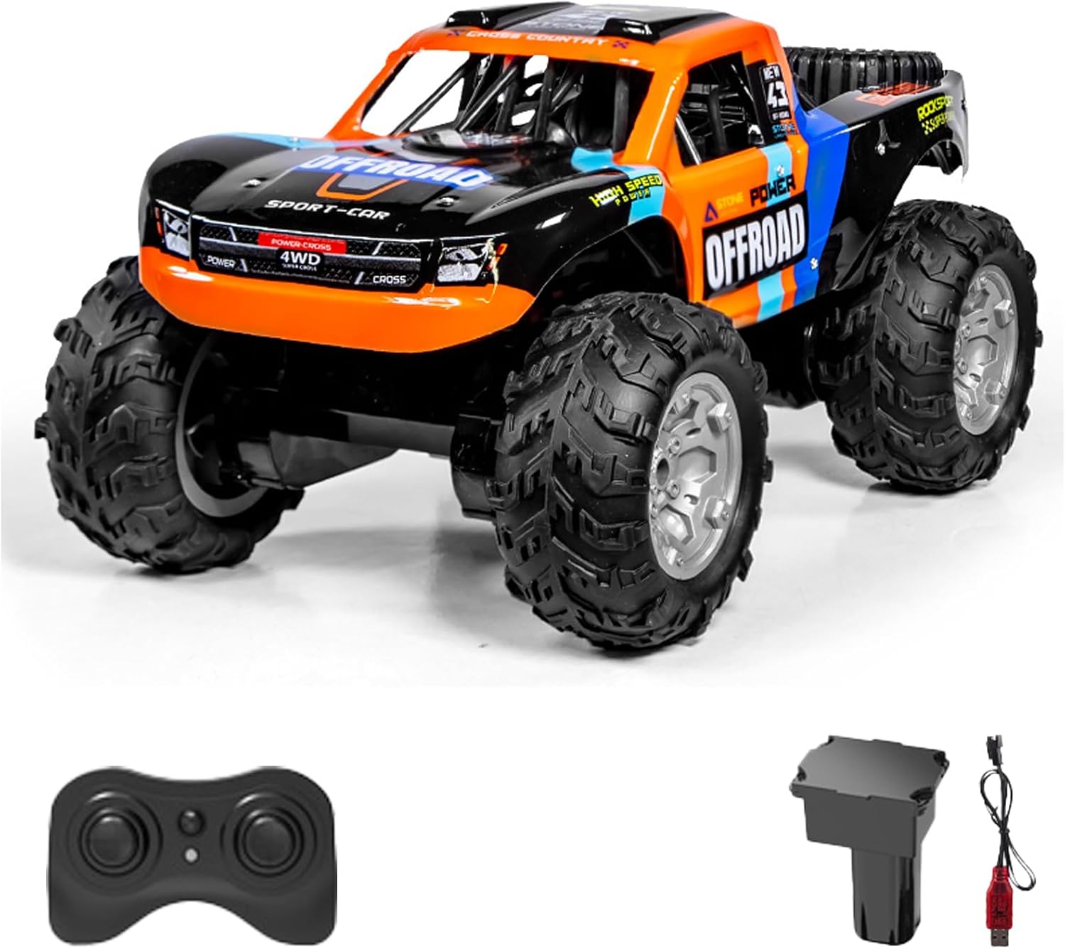 1:18 Scale All Terrain Amphibious RC Car, 360 Degree Rotation High Grip Large Wheel Design, 2.4GHz Electric Vehicle Toys Gifts for Kids and Adults (Orange)