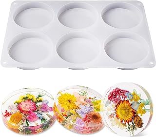 LET'S RESIN Extra Deep Coaster Resin Molds Silicone, Large 6 Cavity Silicone Molds for Resin, Round Silicone Coaster Molds for Epoxy Resin, Cups Mats, DIY Craft
