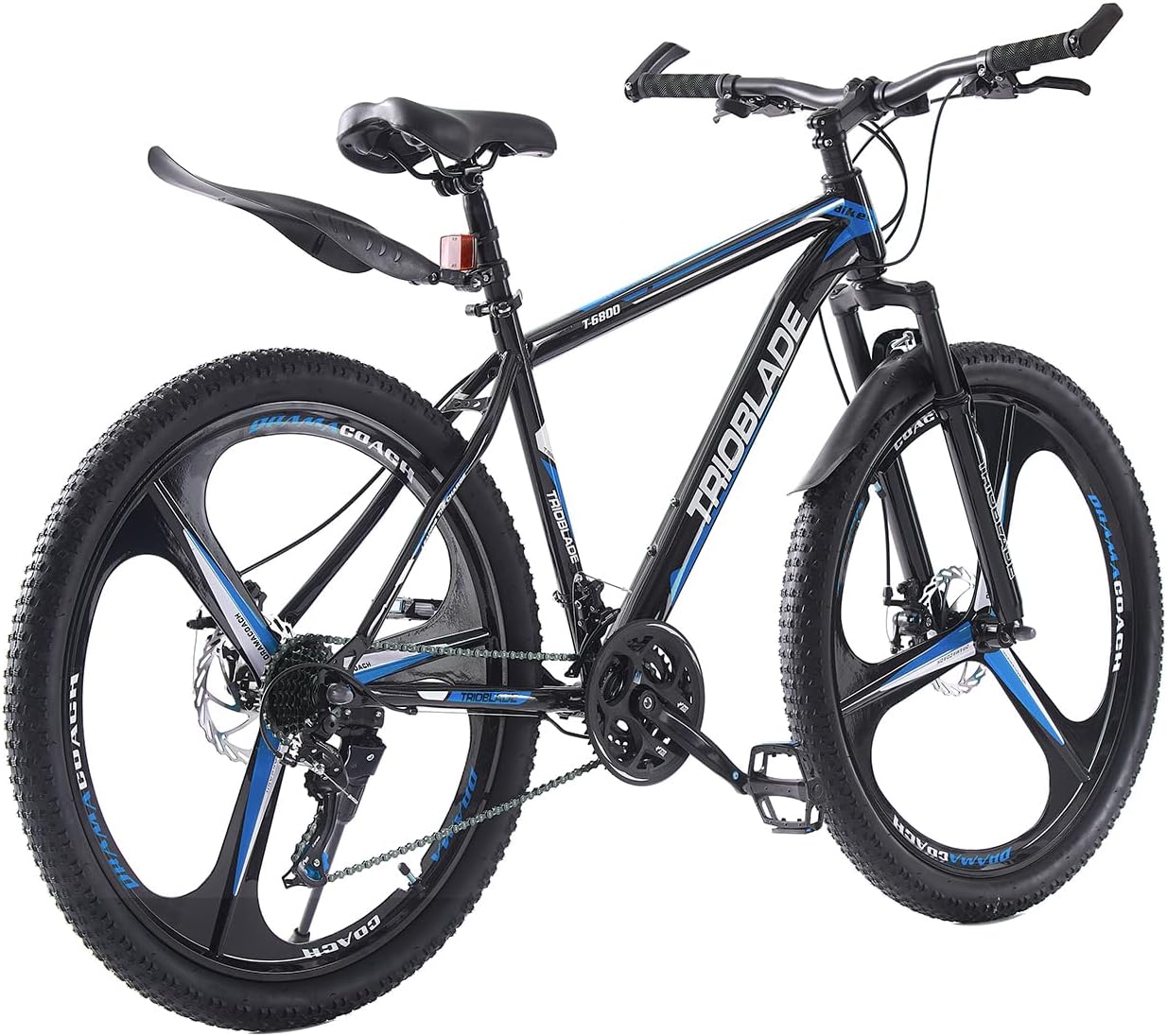 Mountain Bike 27.5In 3 Spoke Wheels Bicycle 21 Speed Drivetrain Bike Mountain bicycle for Adult Men Dual Suspension Hardtail Bicycle Women Sport Cycling Bike, Black Blue