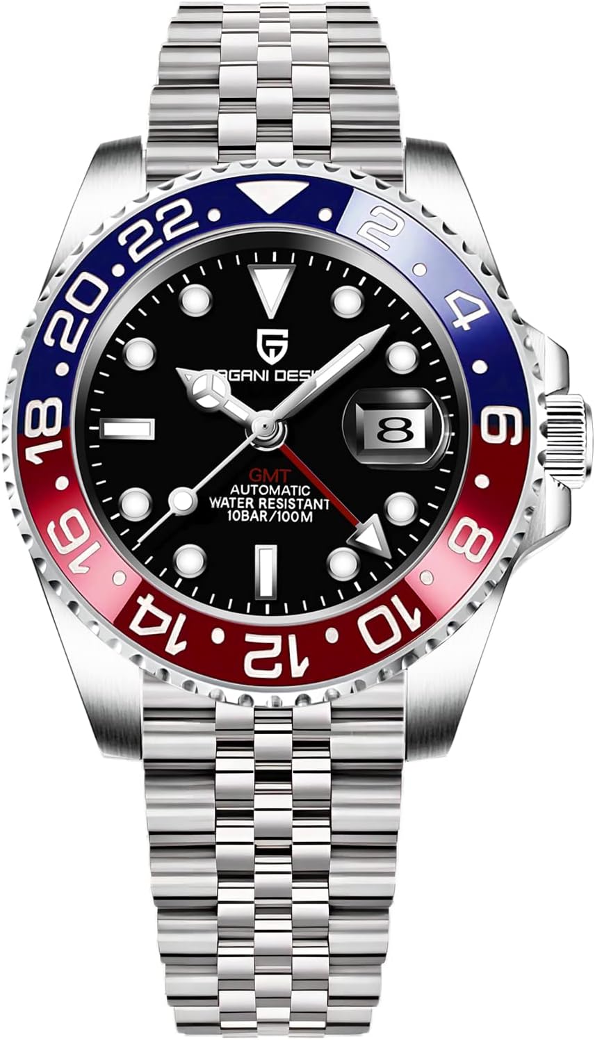 BY BENYAR Pagani Design Men GMT Automatic Watches-Fashion Stainless Steel Mechanical Watch-Sapphire Glass Lens Watch Men