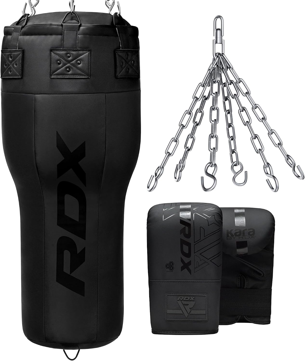 RDX 3.5FT Angled Heavy Boxing Bag with Hanging Chain & Gloves – Uppercut Punch Bag for Hooks, Body Shots, Precision & Combo Training – Ideal for Boxing, MMA, Muay Thai & Kickboxing