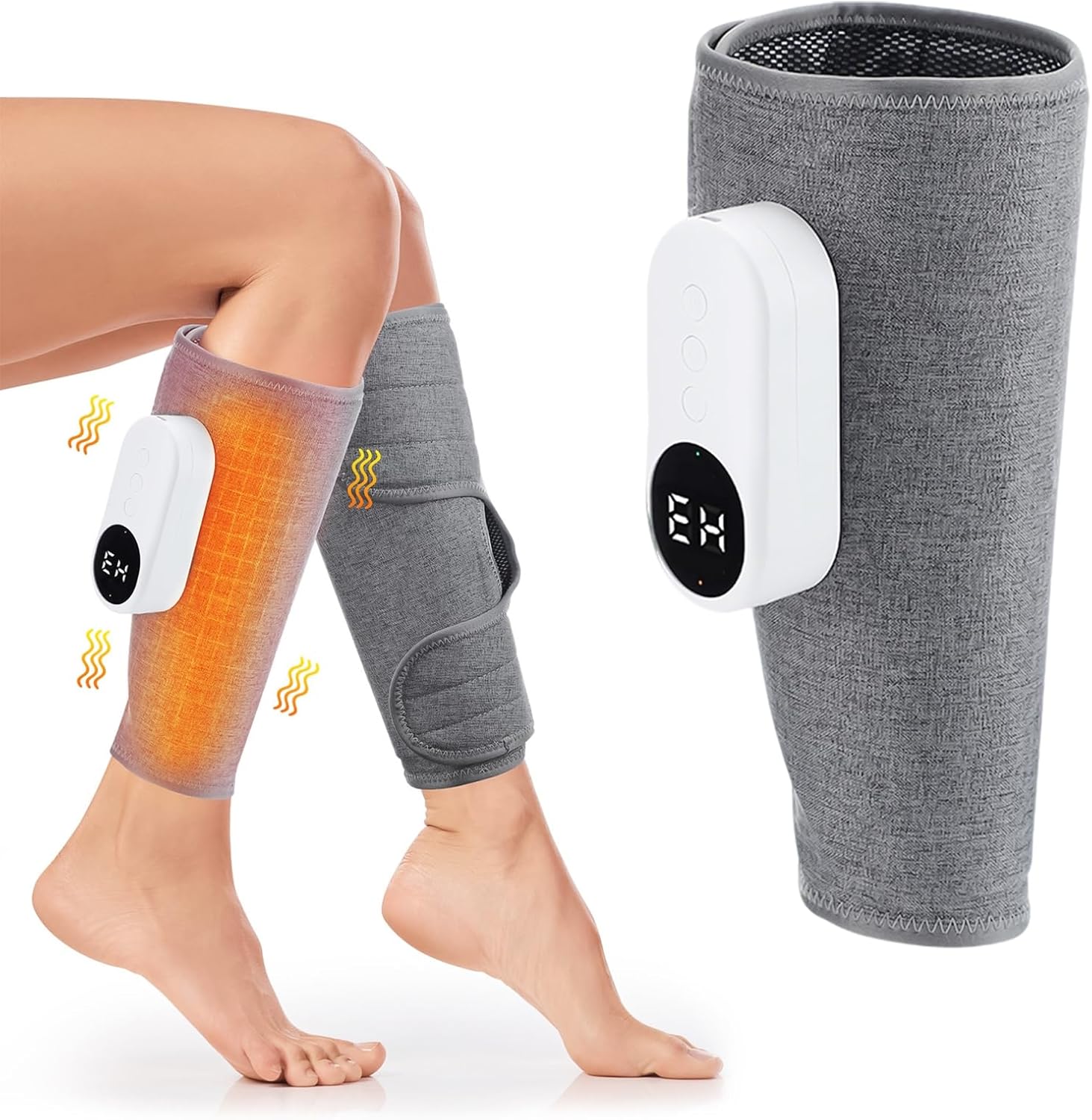 Leg Massager, 1PCS Cordless Design Calf Massagers for Pain Relief and Circulation, 3 Intensity Levels, 3 Massage Modes, Adjustable Size, USB Rechargeable, Nice Gift for Mom, Dad and Friends. (Gray)