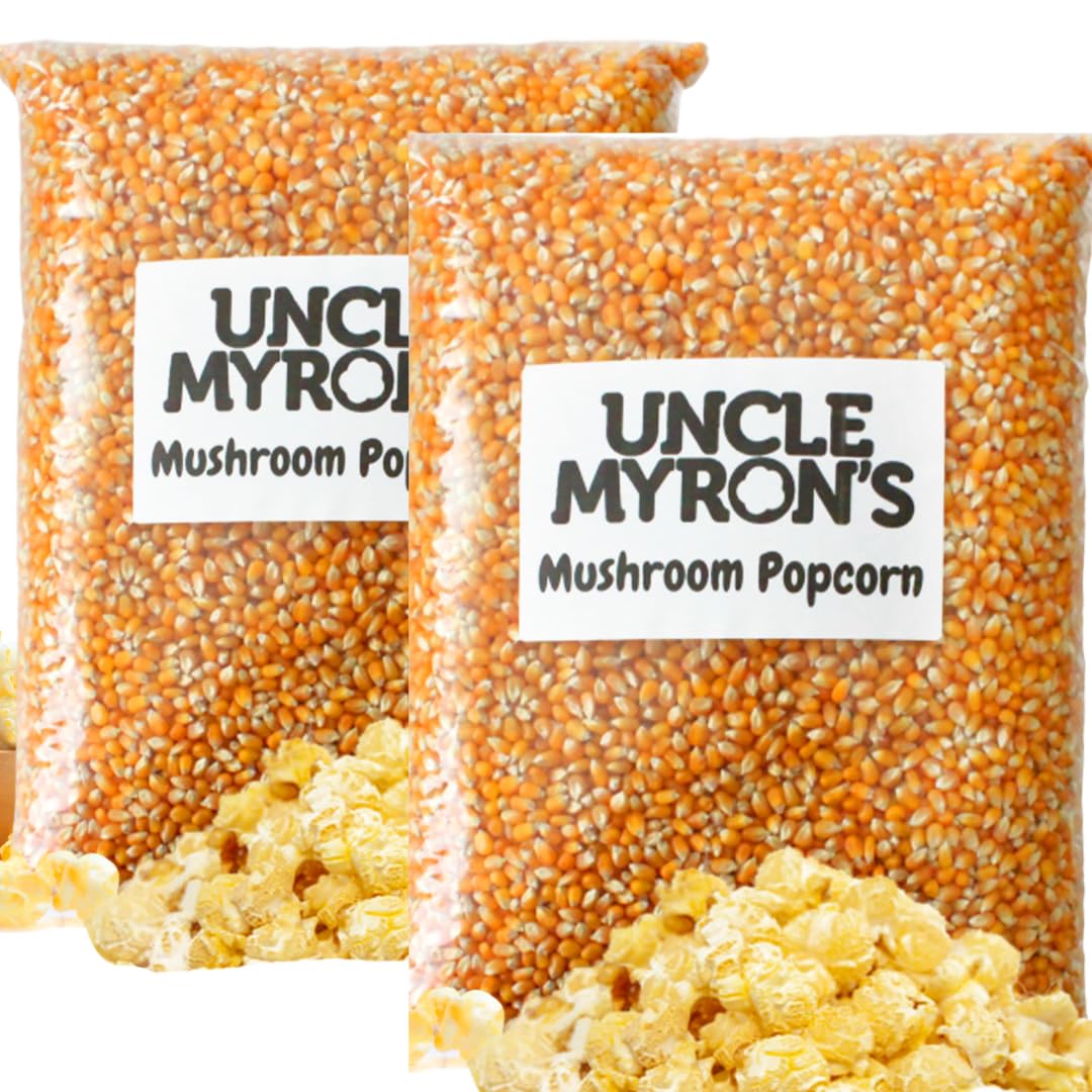 Uncle Myron’s Mushroom Popcorn Kernels for Popping – 10 lb Bag – Non-GMO, No Gluten, Popcorn for Popcorn Machine – Delicious and Crunchy Popping Corn, Popcorn for Movie, Snacking (10 LB (2 PACK))
