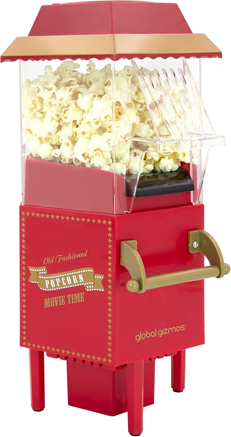 Global Gizmos 50300 Carnival Popcorn Maker | Household Machine | Healthy Home Made Treats | Movie Nights/Sleepovers/Kids Parties | 0.27 Litre | 1200 W, Plastic, Red