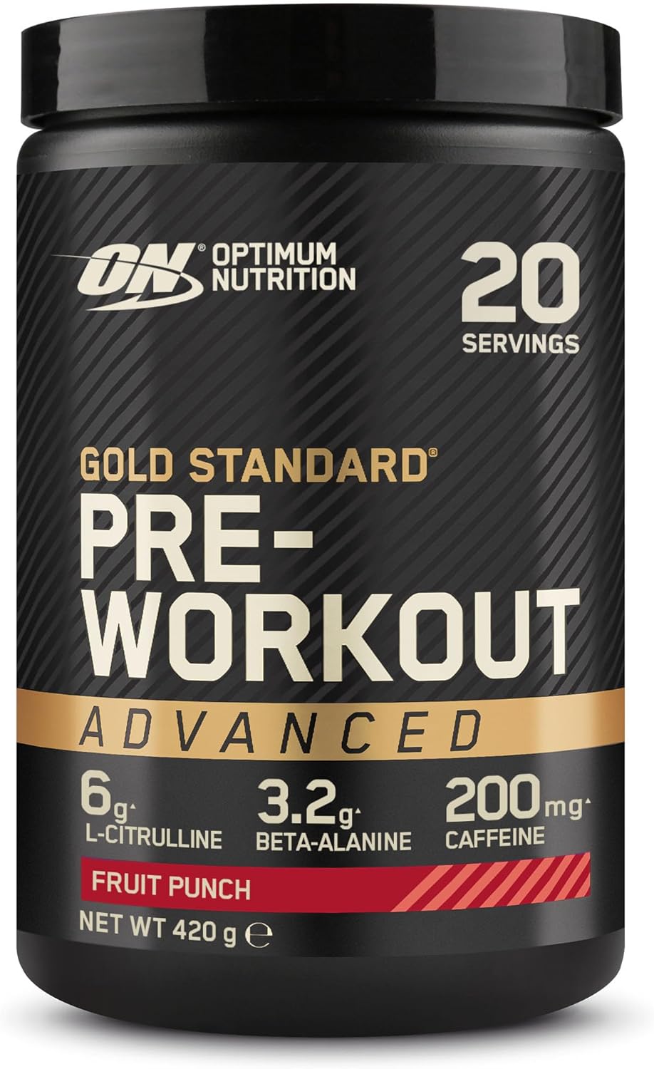 Optimum Nutrition ON Gold Standard Pre-Workout Advanced with l-Citrulline, Beta-Alanine and Caffeine, Fruit Punch, 20 Servings, 420 g