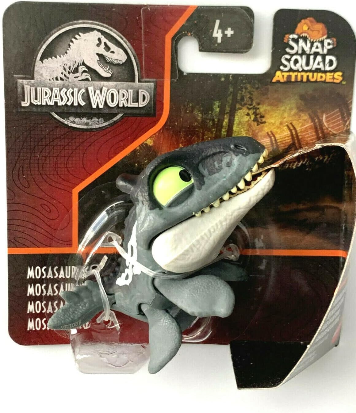 JurassicWorld Snap Squad Attitudes Mosasaurus [Gray/Black] 2" inch Fun Chomper
