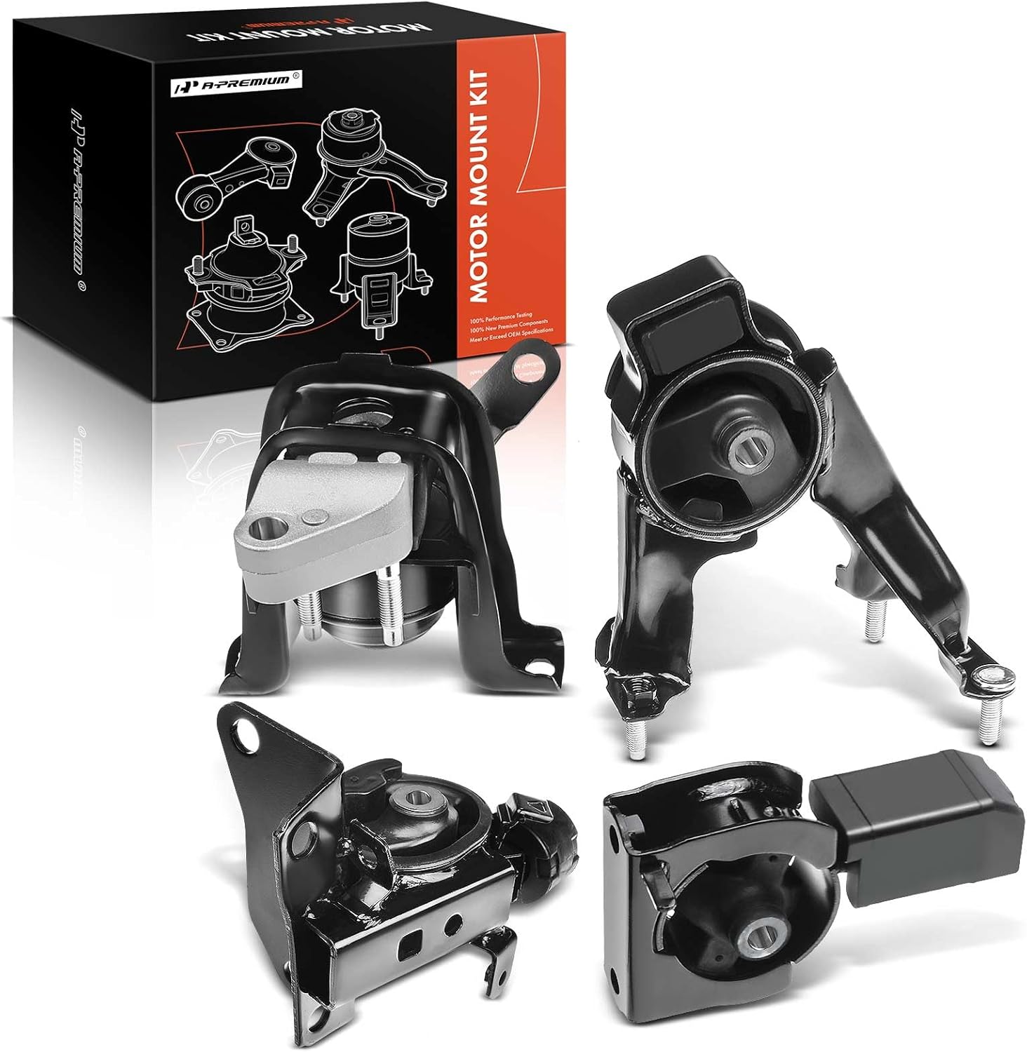 A-Premium Engine Motor Transmission Mount Set Compatible with 2003-2008 Toyota Corolla, Matrix & Pontiac Vibe, L4 1.8L, Automatic Transmission, 4PCS