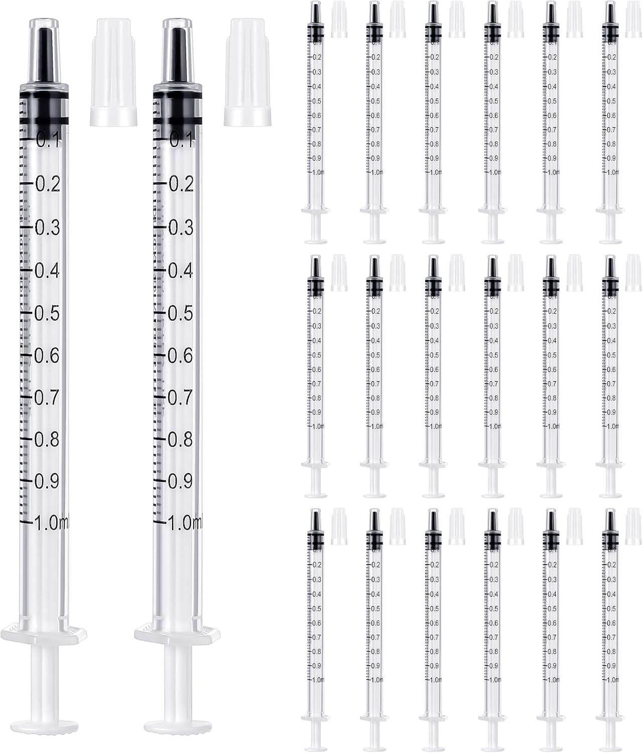 Syringe with Cap 20 Pcs Liquid Syringes Plastic Dispensing Cover Sample Injection Syringes Measurement Multifunction Lab Utensils for Feedings Collections Watering Refilling