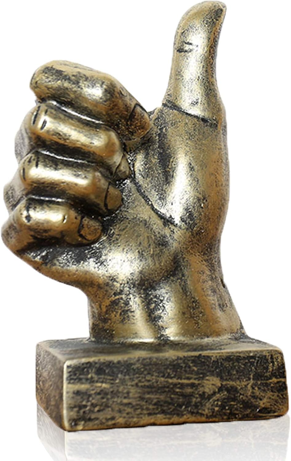 LEPENDOR Golden Polyresin Hand Gesture Desk Statues Finger Sculpture Decor - Golden Thumbs up Sculpture
