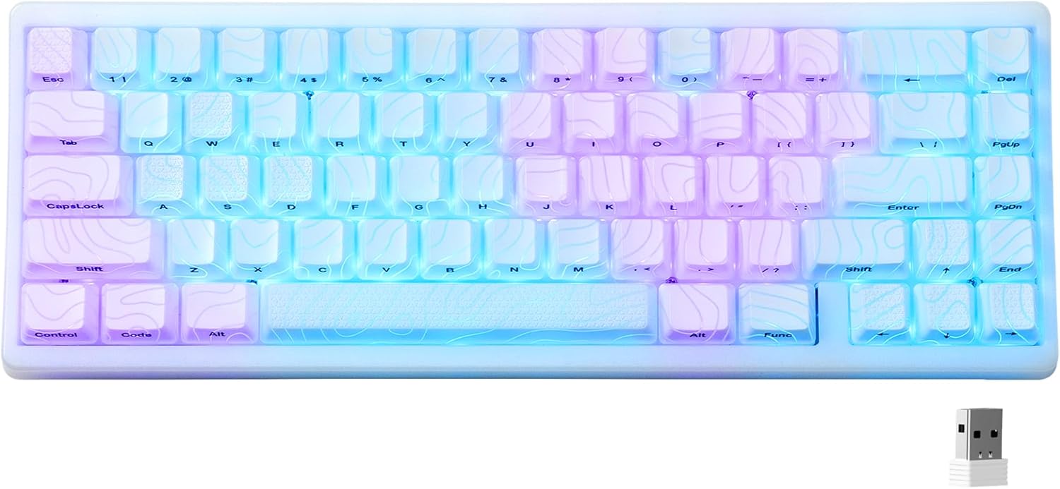 HITIME x XVX M67 Wireless 60% Percent Keyboard, QMK/VIA Topographic Gaming Keyboard, Tri-Mode Thocky Creamy Mechanical Key Board, Hot Swappable Gasket Mount RGB IMD Tech for Win/Mac(JadeStone)