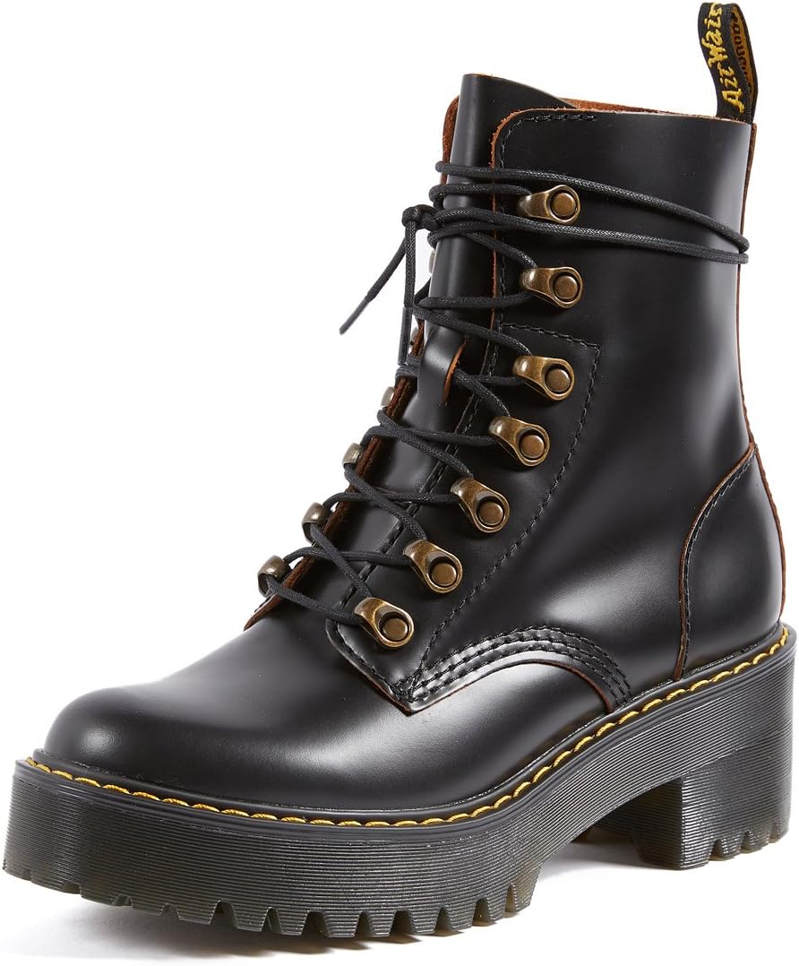Dr. Martens Women's Leona Leather Heeled Boot Fashion