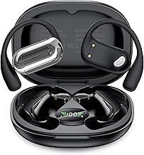 EUQQ Open Ear Bluetooth 5.4 Earbuds, Wireless Headphones Sport Over Earphones Built-in Mic with Ear Hooks 50H Playtime Ear Buds LED Display Charging Case, Waterproof Design for Running Fitness, Black