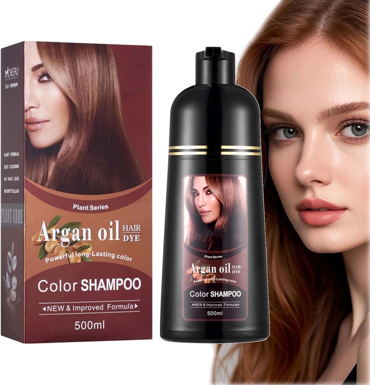 Coconut & Argan Oil Hair Color Shampoo (Chestnut brown) - 3in1 Formula, 500ml