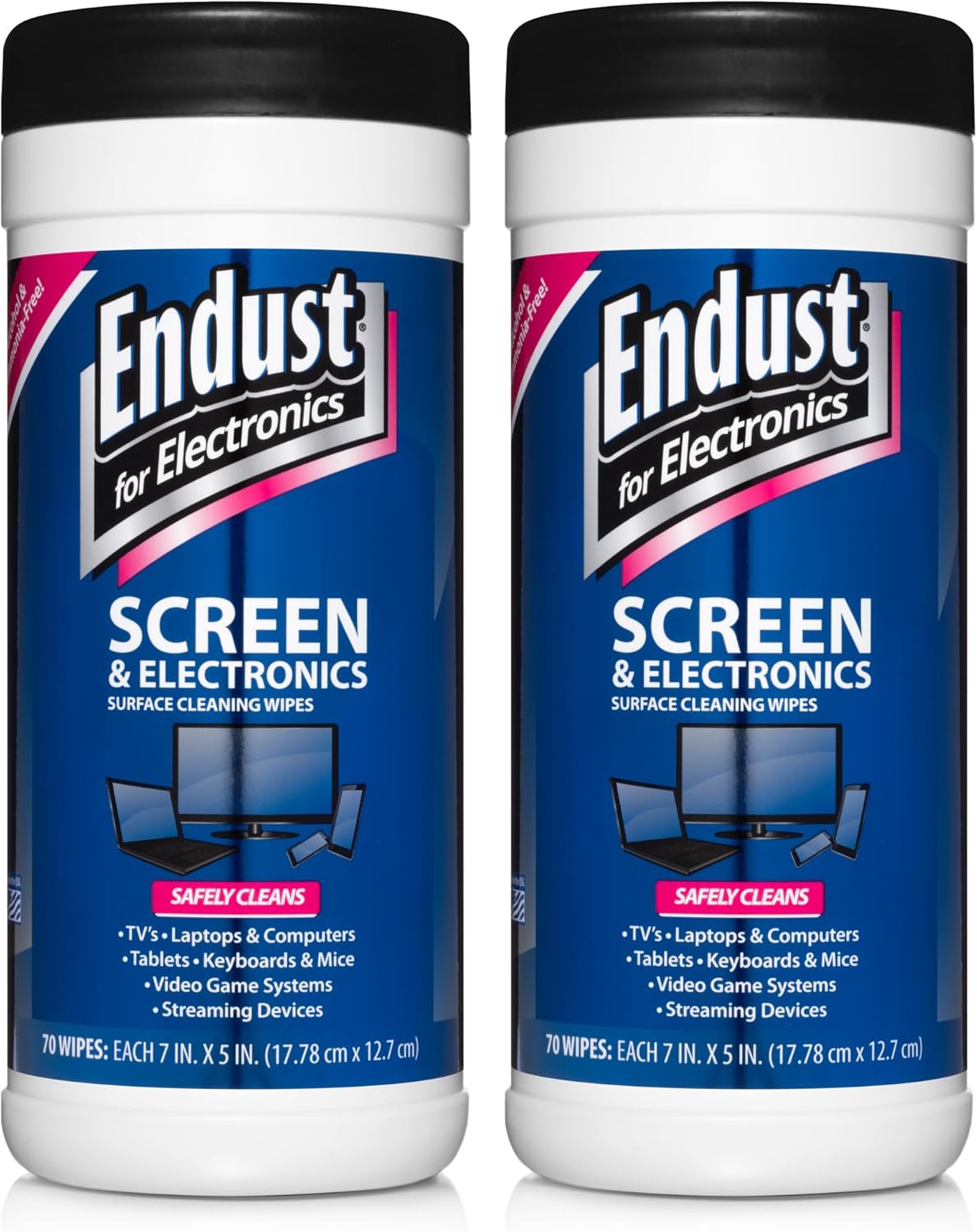 Endust For Electronics; Cleaning Wipes for Screens & Electronics Surfaces; Pre-Moistened, Alcohol & Ammonia Free, 140 Count (Pack of 2)