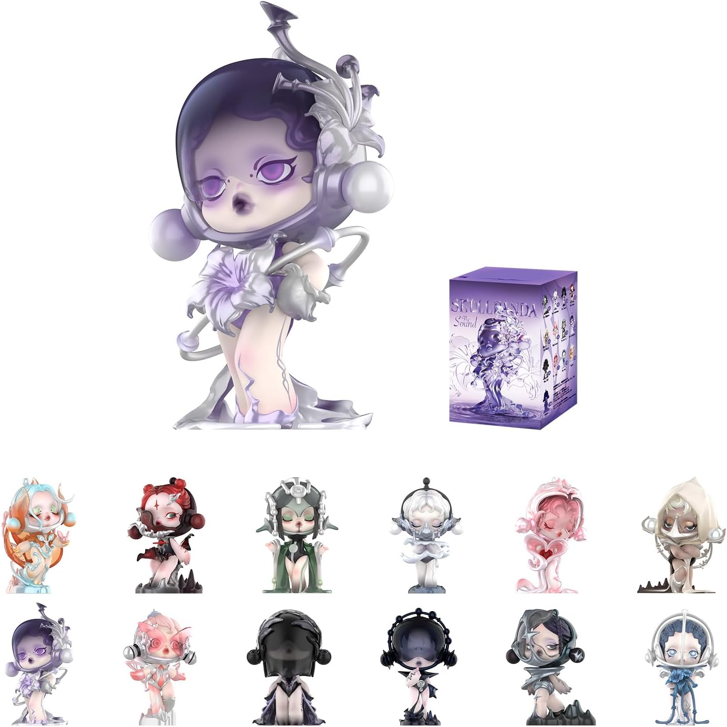 POP MART SKULLPANDA The Sound Series Figures, SKULLPANDA Blind Box Figures, Random Design Action Figures Collectible Toys Home Decorations, Holiday Birthday Gifts, Single Box