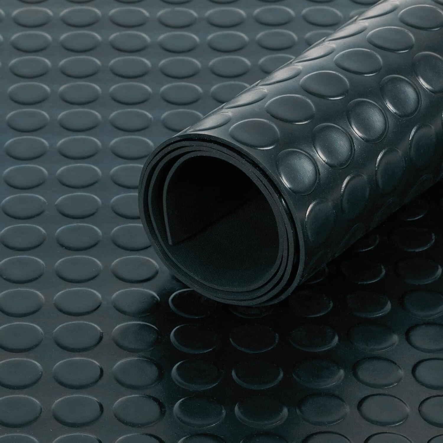 Shield Autocare Rubber Matting Roll | 1.5m x 1.2m Coin Rubber Flooring Mat for Garage Floor, Van, Gym, Shed | Black 3mm Thick Heavy Duty Indoor Outdoor Industrial Non Slip Waterproof Sheet