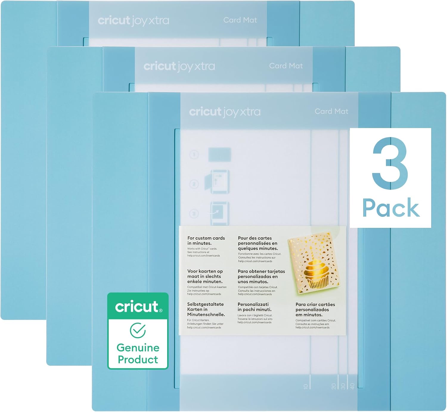 Cricut® Joy Xtra™ Card Mat (3 Count), Reusable 4.7 in x 6.6 in Cutting Mat for Crafts with Protective Film, Compatible with Cricut Joy Xtra™