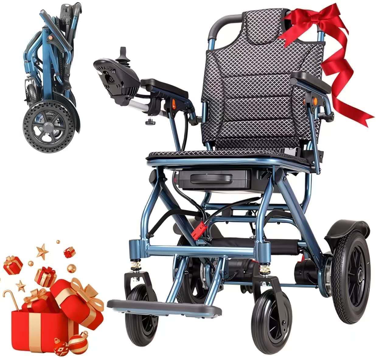 D04 Lightweight Foldable Electric Wheelchair with Removable 10Ah Lithium Battery Driveable 20km Range,500W Motor,Aluminium Powerchair 18kg Portable for Travel & Airplane Approved