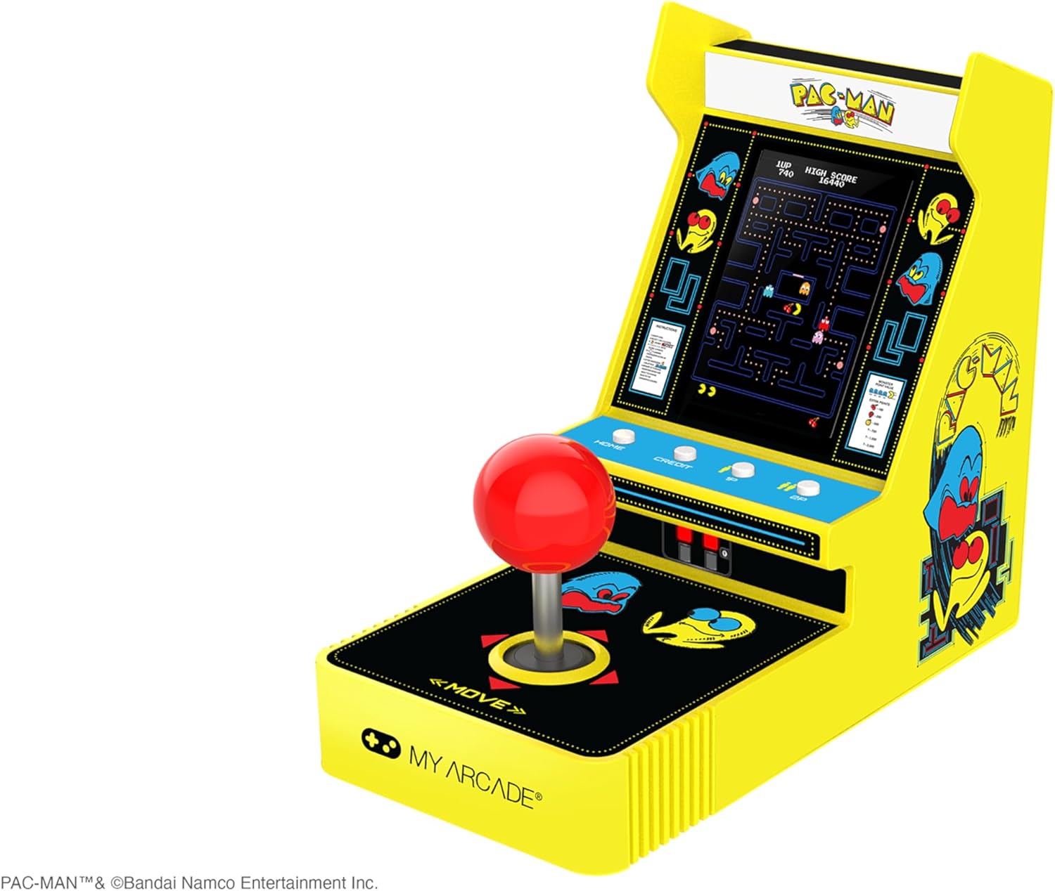 My Arcade Pac-Man Joystick Player:Officially Licensed Retro Gaming Console, 2 Game Modes Classic Arcade Machine, Portable Game for Kids and Adults