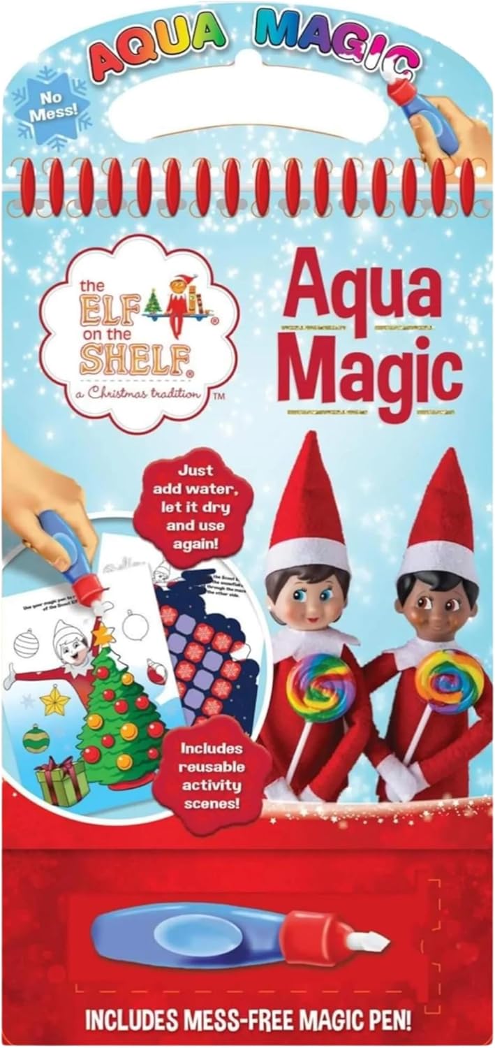 Elf On The Shelf Aqua Magic Book | Christmas Activity Book | Magic Brush | Elf Water Colouring Book | Elf Gifts and Presents for Kids | Christmas Elf on the Shelf Accessories | Elf Arrival