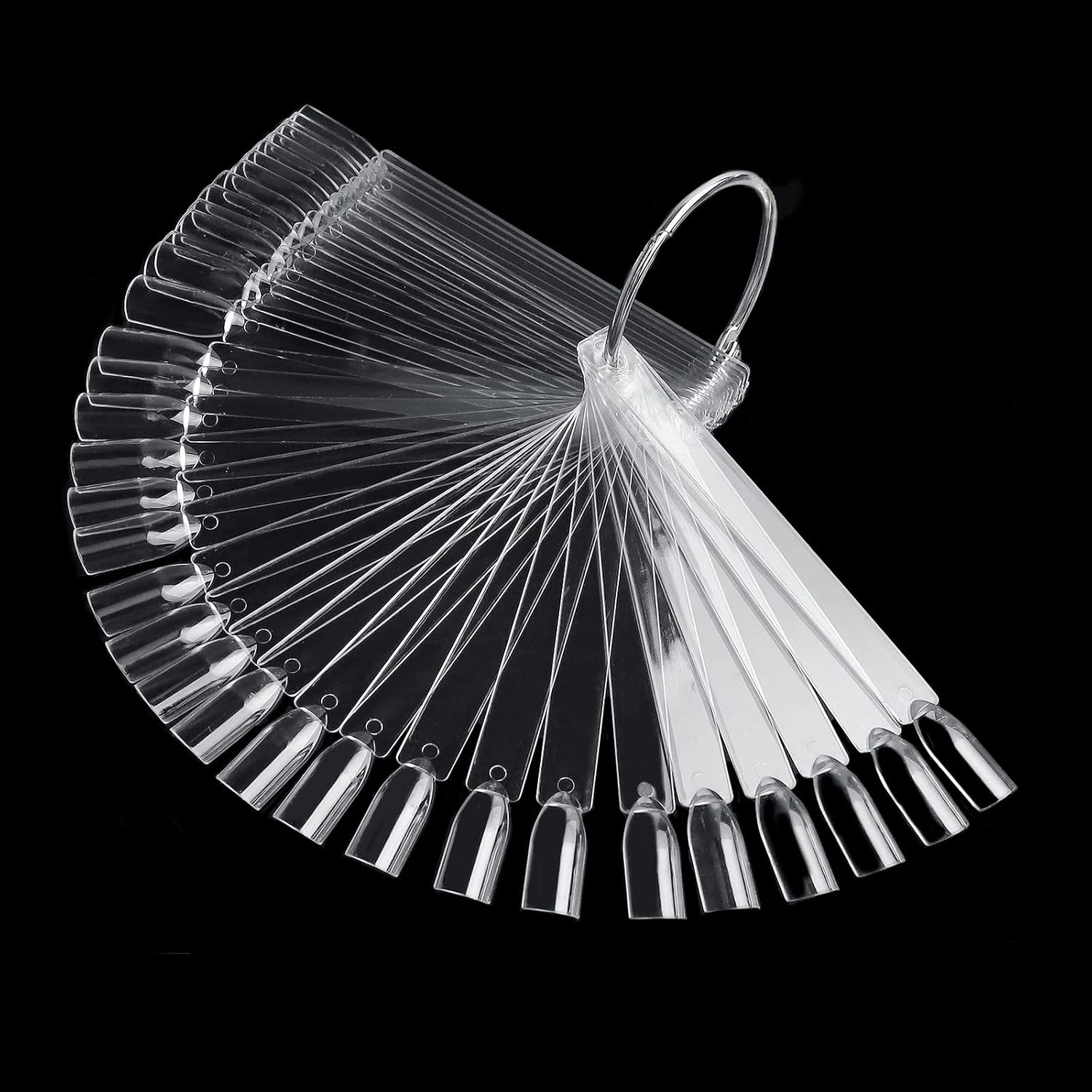 50-Piece Nail Swatches Sticks Transparent, Professional Nail Colour Display Stick, Nail Samples Stick with Metal Buckle, Detachable Practice Nails Stick for Beginner, Nails Display for Salon