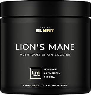20,000mg 16x Strength Lions Mane Supplement Capsules Super Nootropic w. Ashwagandha & Rhodiola - Highest Potency Lion's Mane Mushroom Extract 50% Polysaccharides - Brain Supplement for Memory & Focus