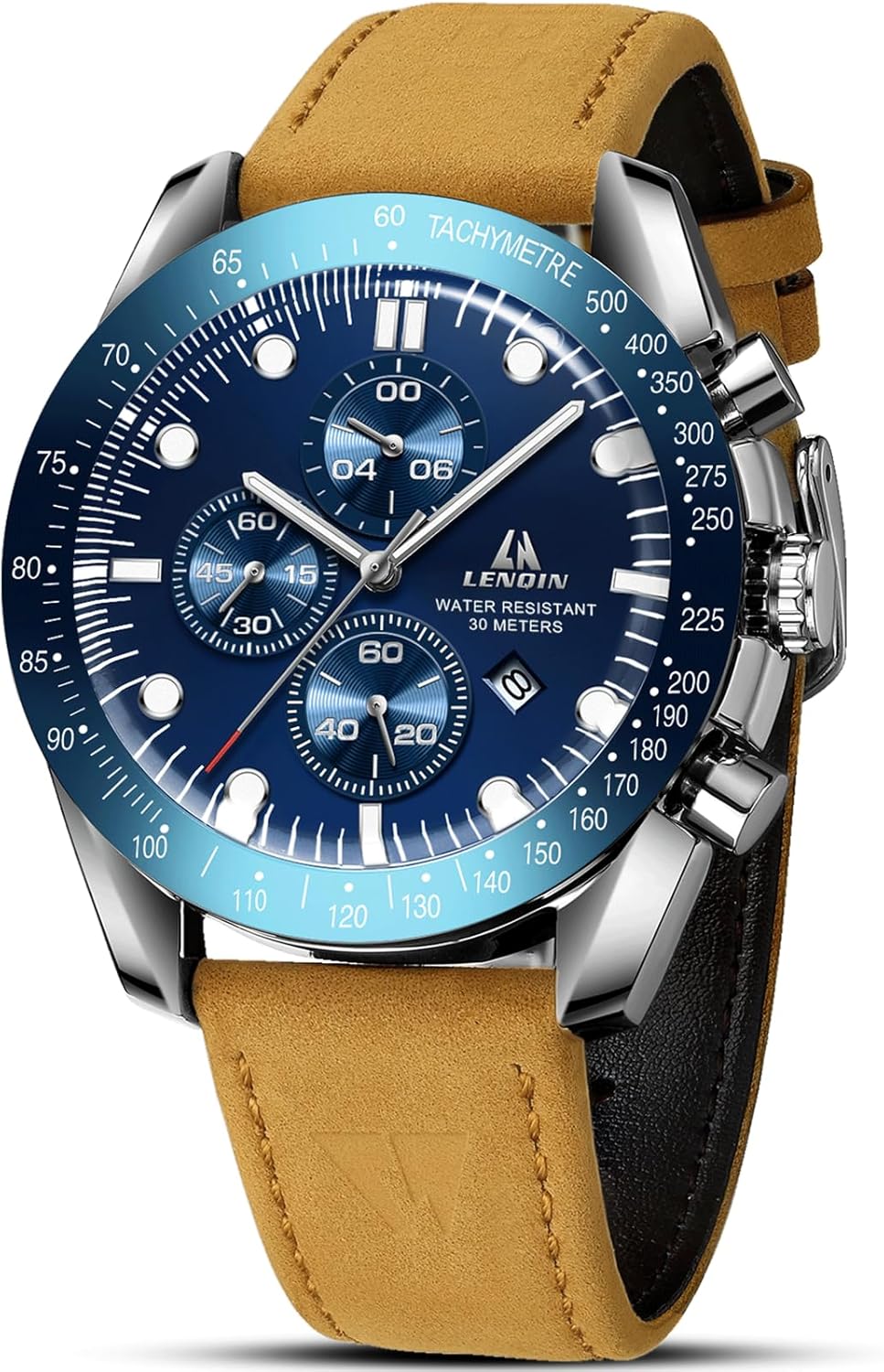 LN LENQIN Mens Watches Analog Quartz Watches for Men 30M Waterproof Men's Wrist Watches Fashion Business Watches with Date Leather Watch No Chronograph